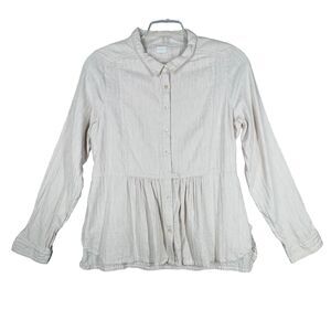 Poetry Shirt Womens 14 Ivory Natural Cottagecore‎ Peasant Neutral Minimalist
